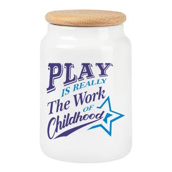 Childhood Dreams Inspirational Quote Design - Cookie Jar with Wooden Lid - white - Front