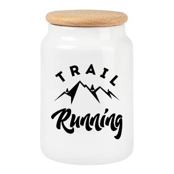 Trail Running - Keksdose mit Holzdeckel - Weiß - Vorne