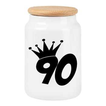 90 - Boîte à biscuits avec couvercle en bois - blanc - Devant