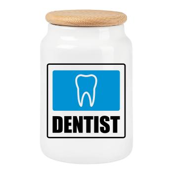 Dentist - Cookie Jar with Wooden Lid - white - Front
