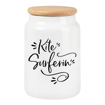 Kitesurferin Kite surfen Geschenk - Keksdose mit Holzdeckel - Weiß - Vorne
