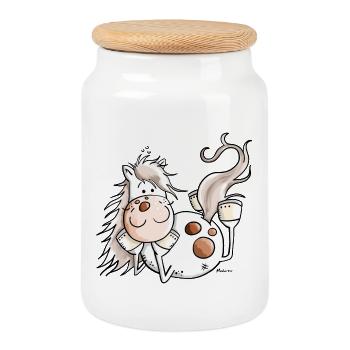 Relax Horse - Cookie Jar with Wooden Lid - white - Front
