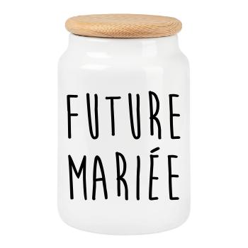 Mariage / Marié / Mariée / Femme / Fiancée / Amour - Boîte à biscuits avec couvercle en bois - blanc - Devant