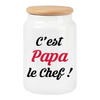 Papa / Fête des Pères / Pere / Cuisine Chef / Bébé - Cookie Jar with Wooden Lid - white - Front