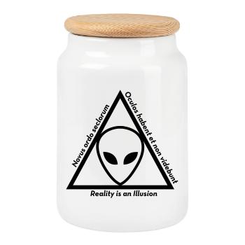Ovni Ufo Extraterrestre Espace Geek Planète - Boîte à biscuits avec couvercle en bois - blanc - Devant