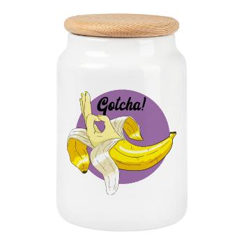 Banana troll meme - Cookie Jar with Wooden Lid - white - Front