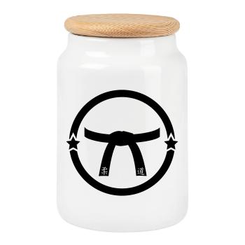 Judo / Judoka / Sport / Fight / Fighter / Strong - Boîte à biscuits avec couvercle en bois - blanc - Devant