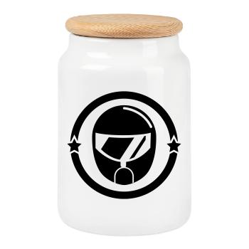 Karting / Kart / Go-Kart / Sport / Driver - Cookie Jar with Wooden Lid - white - Front