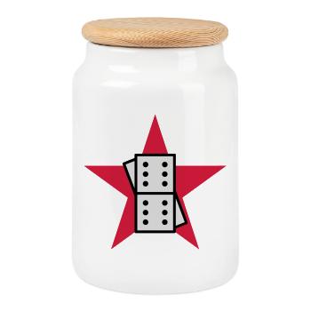 Domino / Dominoes / Jeu / Joueur / Game - Boîte à biscuits avec couvercle en bois - blanc - Devant