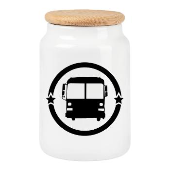 Bus Driver / Busfahrer / Autocar / Autobus / Job - Cookie Jar with Wooden Lid - white - Front