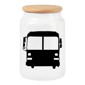 Bus Driver / Busfahrer / Autocar / Autobus / Job - Cookie Jar with Wooden Lid - white - Front
