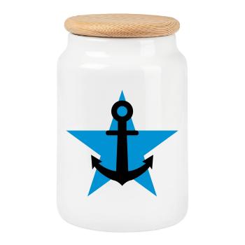 Seemann / Boot / Marine / Meer / Fischer - Keksdose mit Holzdeckel - Weiß - Vorne