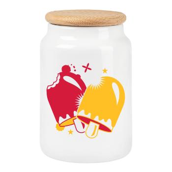 deux glaces délicieuses sur le style - Boîte à biscuits avec couvercle en bois - blanc - Devant