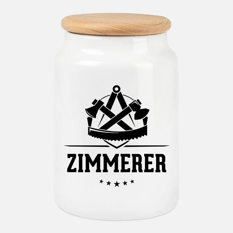 Zimmerer Zunft mit Schriftzug - Keksdose mit Holzdeckel - Weiß