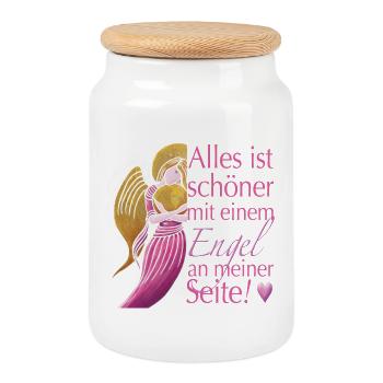 Engel an meiner Seite - Sonja Ariel von Staden - Keksdose mit Holzdeckel - Weiß - Vorne