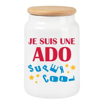 adolescent / enfant / ado / adolescente - Boîte à biscuits avec couvercle en bois - blanc - Devant