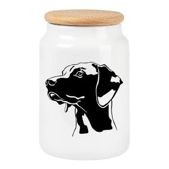 Tête de Magyar Vizsla - Boîte à biscuits avec couvercle en bois - blanc - Devant