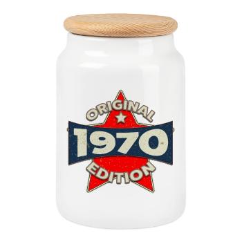 Né en 1970 Original Edition - Boîte à biscuits avec couvercle en bois - blanc - Devant