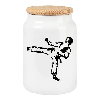 Sports Arts Martiaux - Boîte à biscuits avec couvercle en bois - blanc - Devant