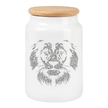 Sparkling lion head with glitter effect - Cookie Jar with Wooden Lid - white - Front