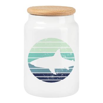 Shark shark - Cookie Jar with Wooden Lid - white - Front