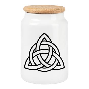 Triqueta celtique ou symbole triquetra BLANC - Boîte à biscuits avec couvercle en bois - blanc - Devant