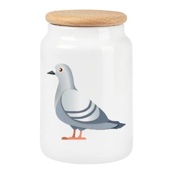 pigeon pigeon peace dove peace lol suprem voge - Cookie Jar with Wooden Lid - white - Front