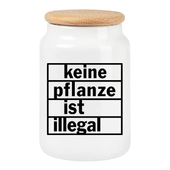 Keine Pflanze ist illegal - Keksdose mit Holzdeckel - Weiß - Vorne