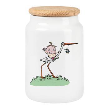 Ein süßes Mädchen ist geboren! So ein Glück! - Keksdose mit Holzdeckel - Weiß - Vorne