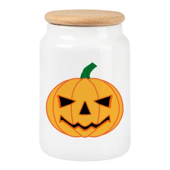 Pumpkin for Halloween party - Cookie Jar with Wooden Lid - white - Front