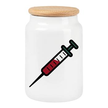 syringe - Cookie Jar with Wooden Lid - white - Front