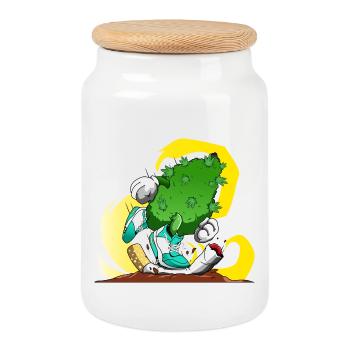 Smoke weed, not cigarettes - Cookie Jar with Wooden Lid - white - Front