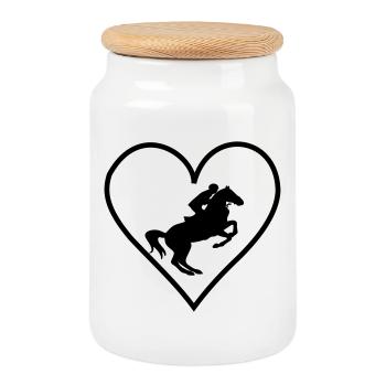 Horse heart - Cookie Jar with Wooden Lid - white - Front