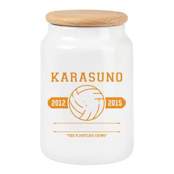 Club de volley-ball de Karasuno - Boîte à biscuits avec couvercle en bois - blanc - Devant