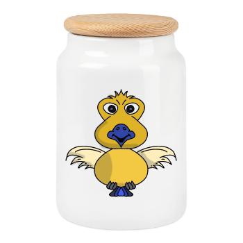 Pipomat der Spatz aus dem Comicbuch - Keksdose mit Holzdeckel - Weiß - Vorne