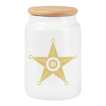 Sheriff Star - Police - Cadeau de la police Seregant - Boîte à biscuits avec couvercle en bois - blanc - Devant