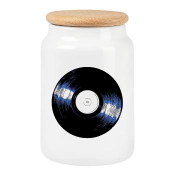 Vinyl Schallplatte Retro - Keksdose mit Holzdeckel - Weiß - Vorne
