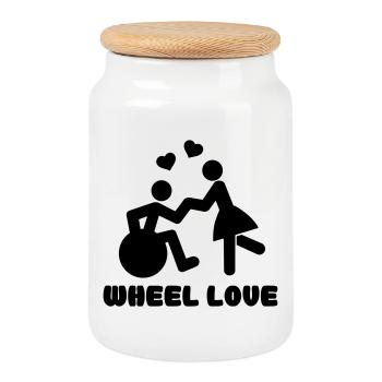 Wheellove for wheelchair users who dance * - Cookie Jar with Wooden Lid - white - Front