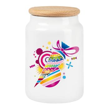 Sac d’école à motifs colorés pour la scolarisation - Boîte à biscuits avec couvercle en bois - blanc - Devant