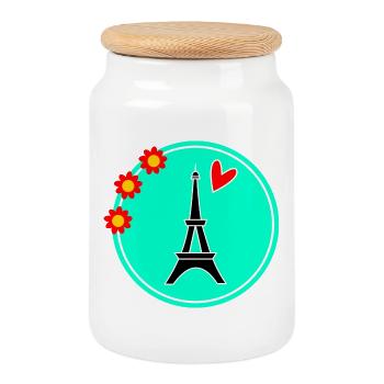 PARIS. CAPITALE. VILLE. FRANCE. PARISIEN. PARISIEN - Boîte à biscuits avec couvercle en bois - blanc - Devant