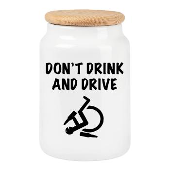Nicht trinken und fahren. Rollstuhl-Humor-Shirt * - Keksdose mit Holzdeckel - Weiß - Vorne