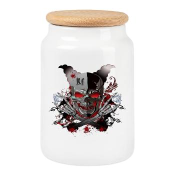 Diamanten Skull - Keksdose mit Holzdeckel - Weiß - Vorne