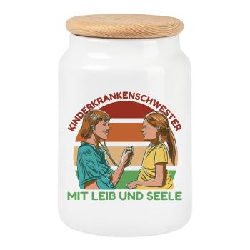 Kinderkrankenschwester mit Leib und Seele - Keksdose mit Holzdeckel - Weiß - Vorne