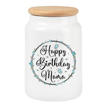 Anniversaire Mère Joyeux anniversaire Maman - Boîte à biscuits avec couvercle en bois - blanc - Devant