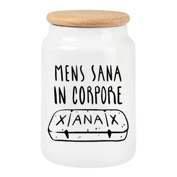 Mens Sana in corpore Xanax - Keksdose mit Holzdeckel - Weiß - Vorne