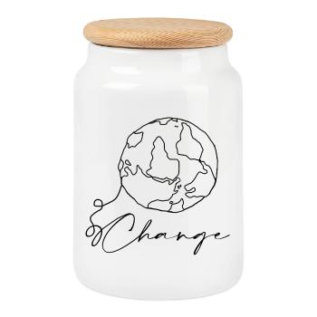World - Cookie Jar with Wooden Lid - white - Front