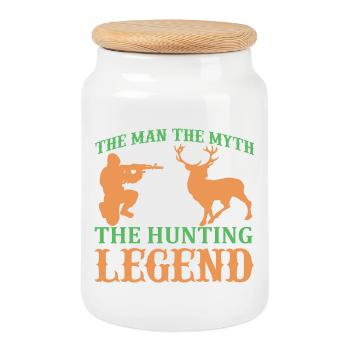 Myth hunter motif on clothing - Cookie Jar with Wooden Lid - white - Front