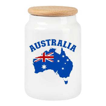 Australia Australia Flag - Cookie Jar with Wooden Lid - white - Front
