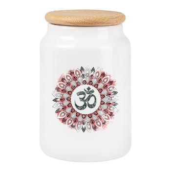 Yoga - Cookie Jar with Wooden Lid - white - Front
