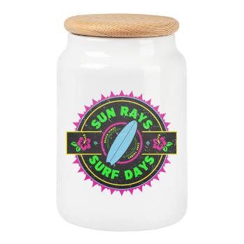Surfing Retro Surfer Graphic Design - Cookie Jar with Wooden Lid - white - Front